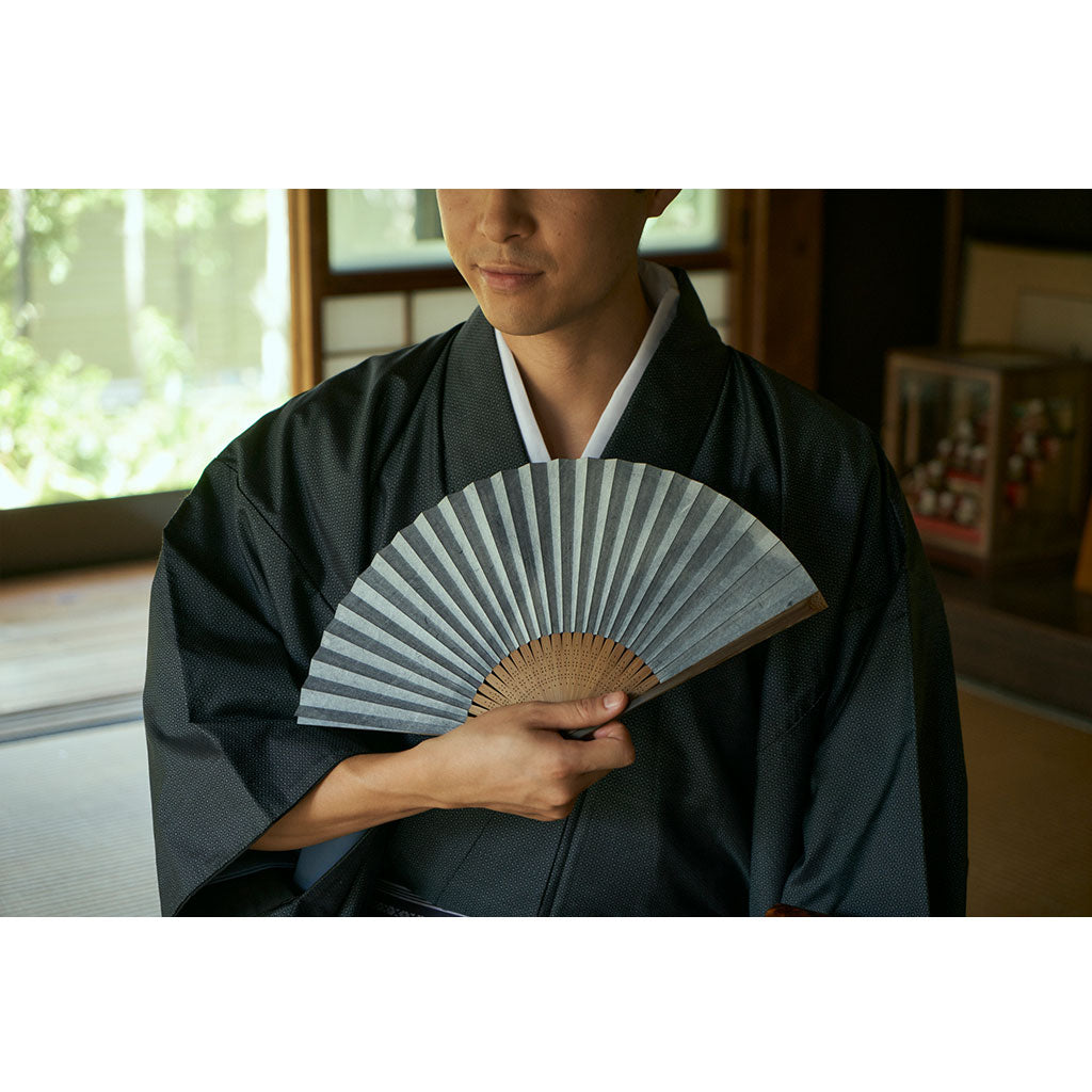 Kyo-sensu (Japanese folding fan) for Men - Kurotani Washi / Blue - , Made in Kyoto, Japan , Kyoto sensu