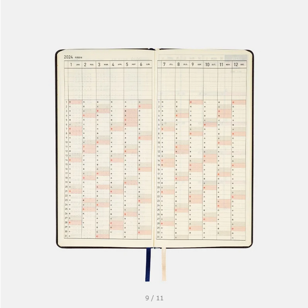 Sale! 2024 Hobonichi Techo Leather: Classical Navy Weeks Hardcover Book - English Edition