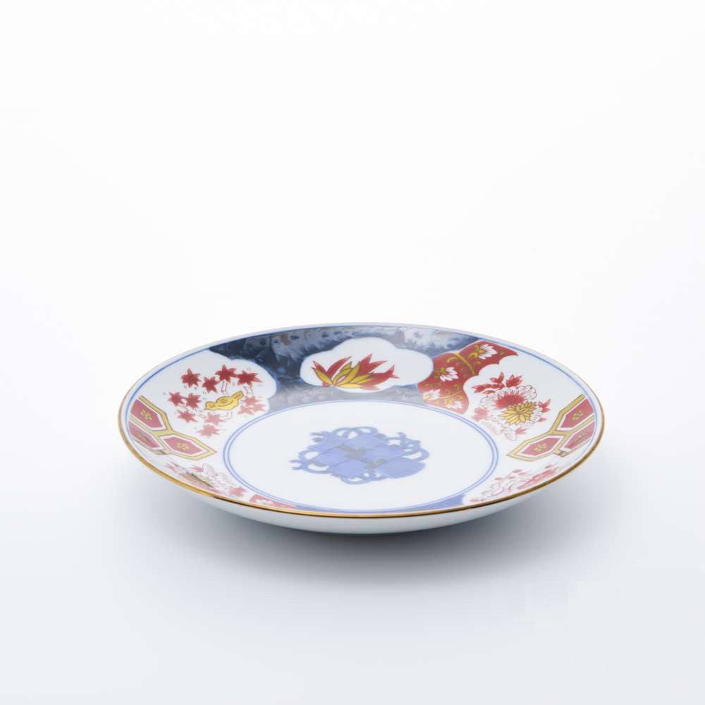 Arita Yaki(ware) Plate 18 cm (7.1 inches) - Orchid, Bamboo, Chrysanthemum and Japanese Apricot