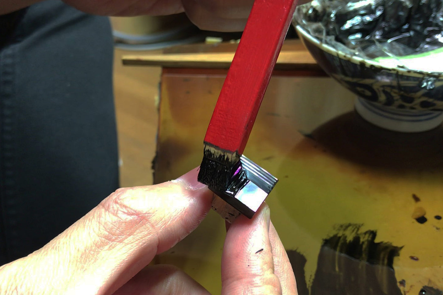 Raden Pendant Necklace - Moonlight on Water / Pink Color / Medium Size-, Japanese Lacquer Jewelry, Kyoto Jewelry