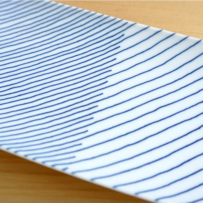 Hasami Yaki(ware) Plate Set of 2pcs - Striped Pattern -, Japanese Hasami ware plate