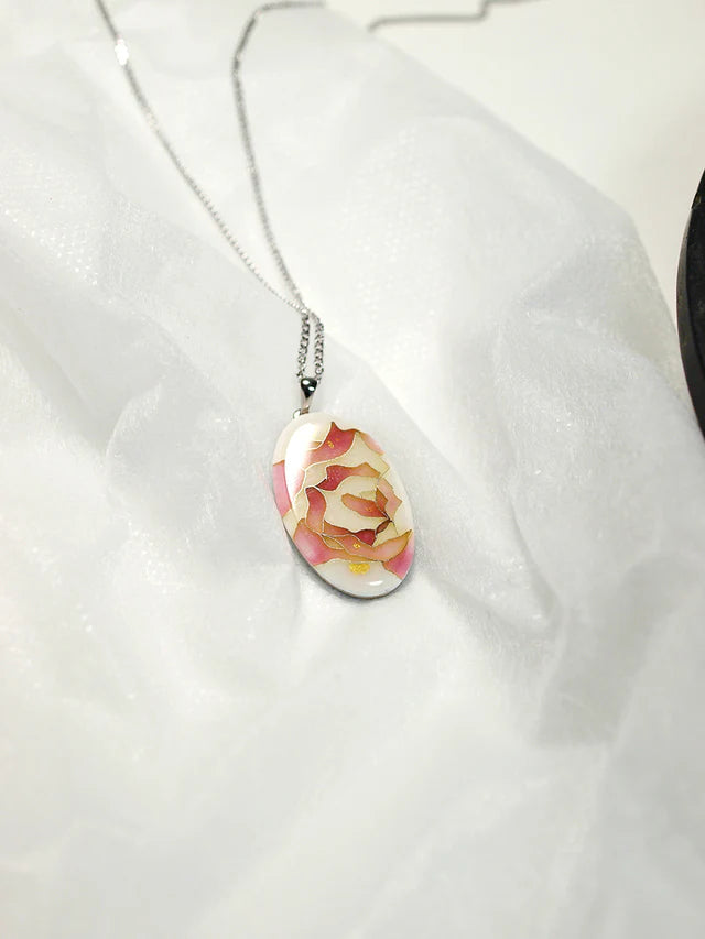 Yusen-Shippo Pendant Necklace - Rose Pink, Japanese Jewelry