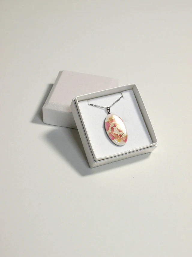 Yusen-Shippo Pendant Necklace - Rose Pink, Japanese Jewelry