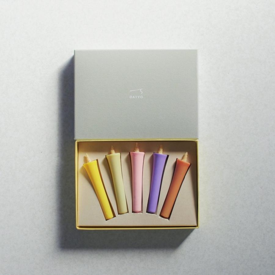 DAIYO Colorful Rice Wax Candles 5 pcs Set - Flower Color -, Japanese Wa-Rousoku (Japanese candle)