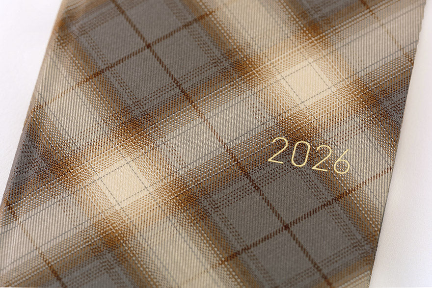 PRE-ORDER Hobonichi Techo 2026 Shirt Fabric: Foggy Plaid Weeks Hardcover Book / Weekly Horizontal / Jan start / Mon start - English Edition