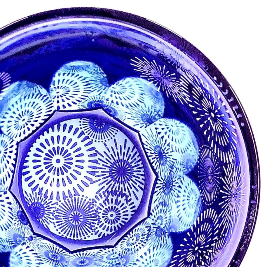 Edo Kiriko Glass Tumbler - Fireworks (Purple × Light Blue)