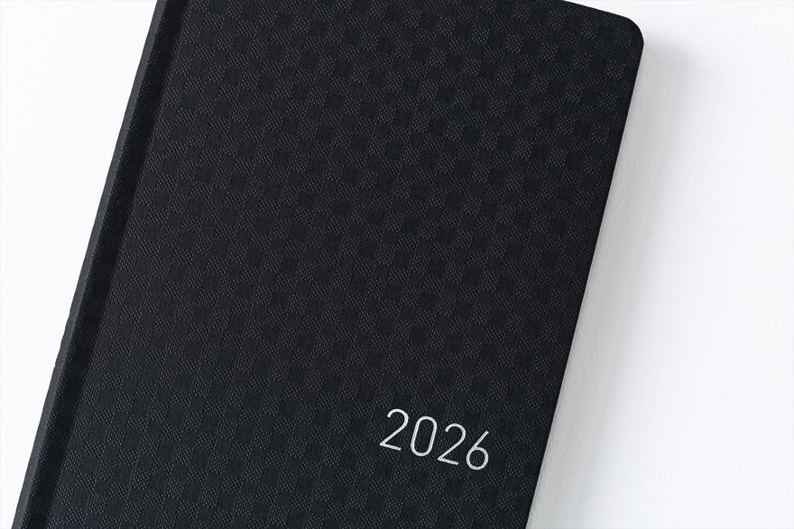 PRE-ORDER Hobonichi Techo 2026 Paper Series: Black Gingham Weeks Hardcover Book / Weekly Horizontal / Jan start / Mon start - English Edition
