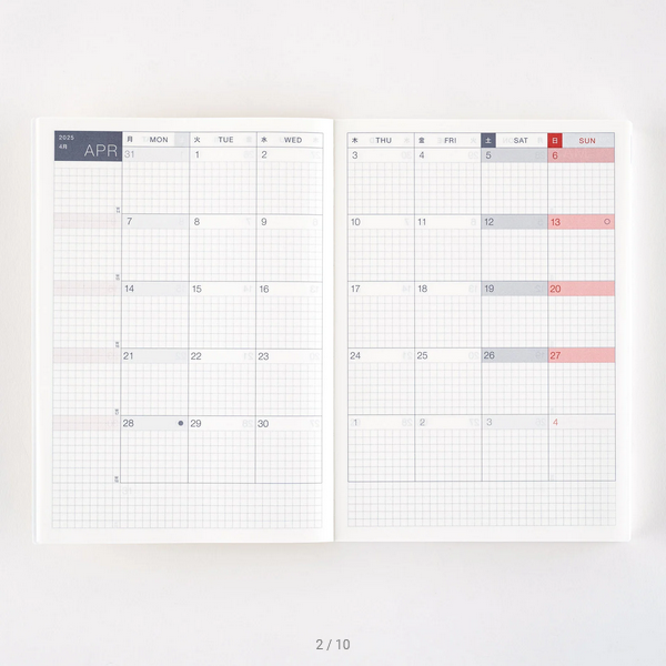 Hobonichi Techo 2025 English Cousin Book (January Start) A5 Size / Daily / Jan start / Mon start