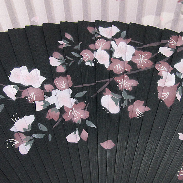 Cherry Blossom Sensu (Japanese folding fan) for Women - Black -