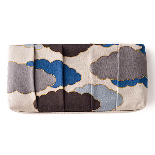 Kyo-Yuzen Clutch Bag - Navy Beige, Made in Kyoto, Japan