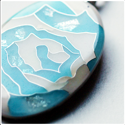 Yusen-Shippo Pendant Necklace - Rose Blue, Japanese Jewelry