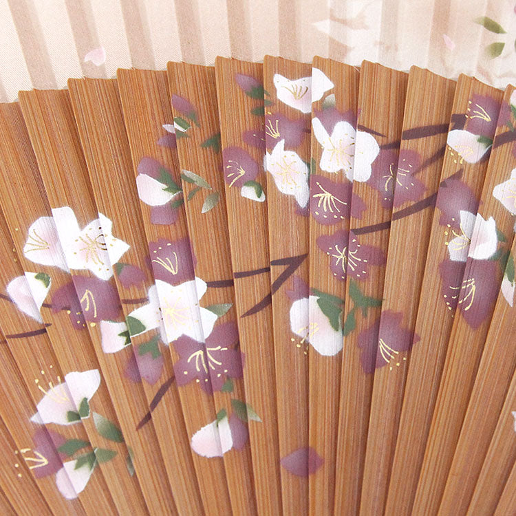 Cherry Blossom Sensu (Japanese folding fan) for Women - Mocha Beige -