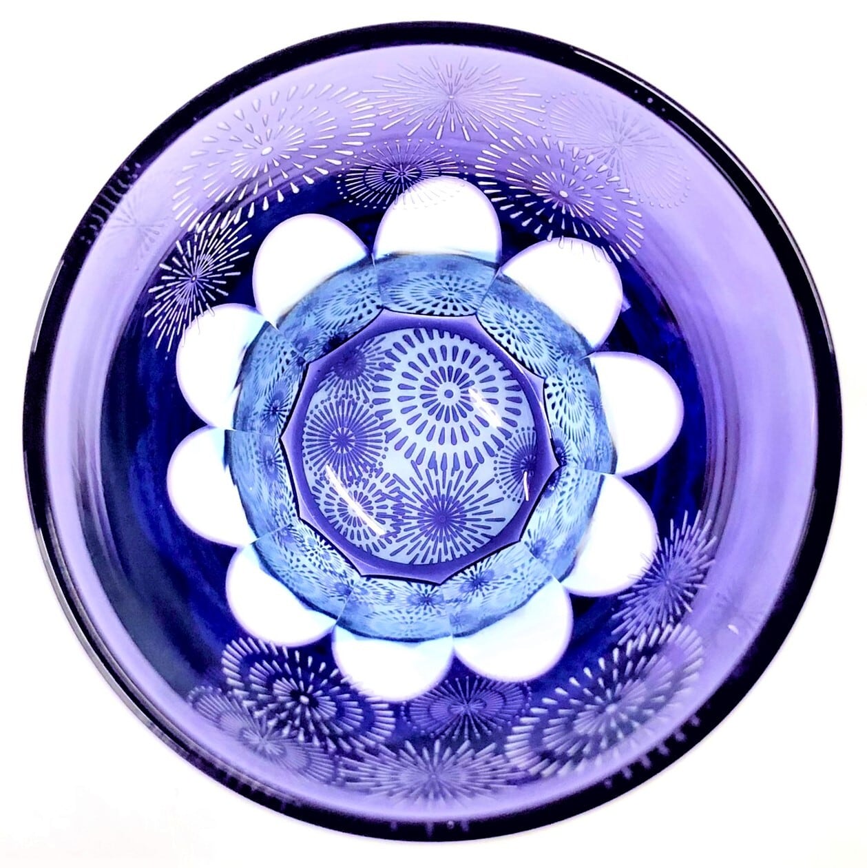Edo Kiriko Glass Tumbler - Fireworks (Purple × Light Blue)