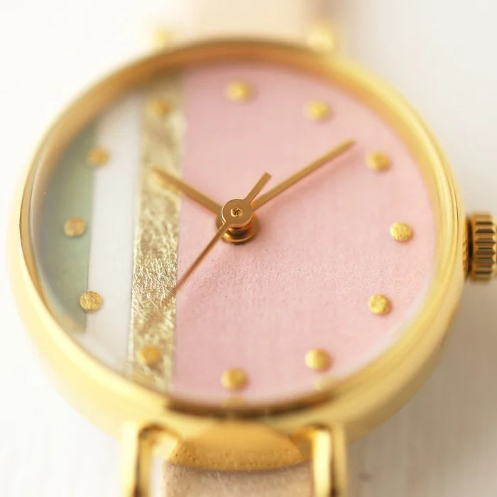 Women's Wristwatch - Fringed Pink Color, Japanese handmade wrist watch