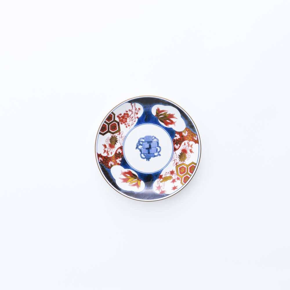 Arita Yaki(ware) Small Plate 14.5 cm (5.7 inches) - Orchid, Bamboo, Chrysanthemum and Japanese Apricot