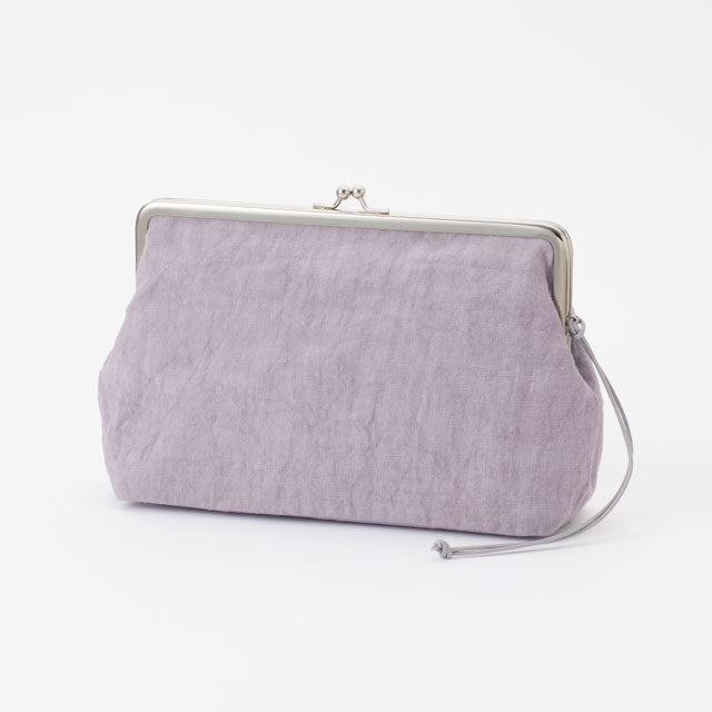 Linen Clasp Pouch - Large Size / Wisteria Color - , Cosmetic Pouch, Makeup Pouch, Japanese Gamaguchi Pouch, Travel Toiletry Pouch, Stationery Pouch, Bag organizer, Bag in Bag
