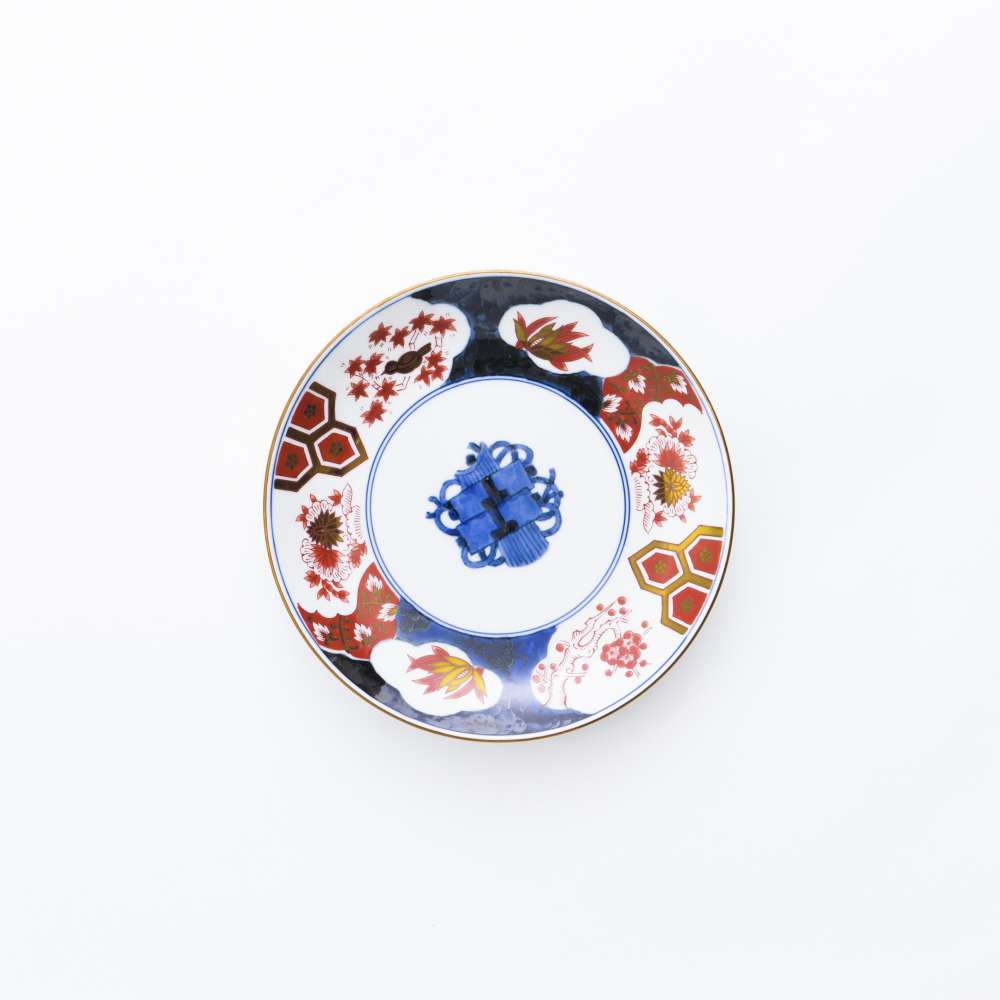 Arita Yaki(ware) Plate 18 cm (7.1 inches) - Orchid, Bamboo, Chrysanthemum and Japanese Apricot