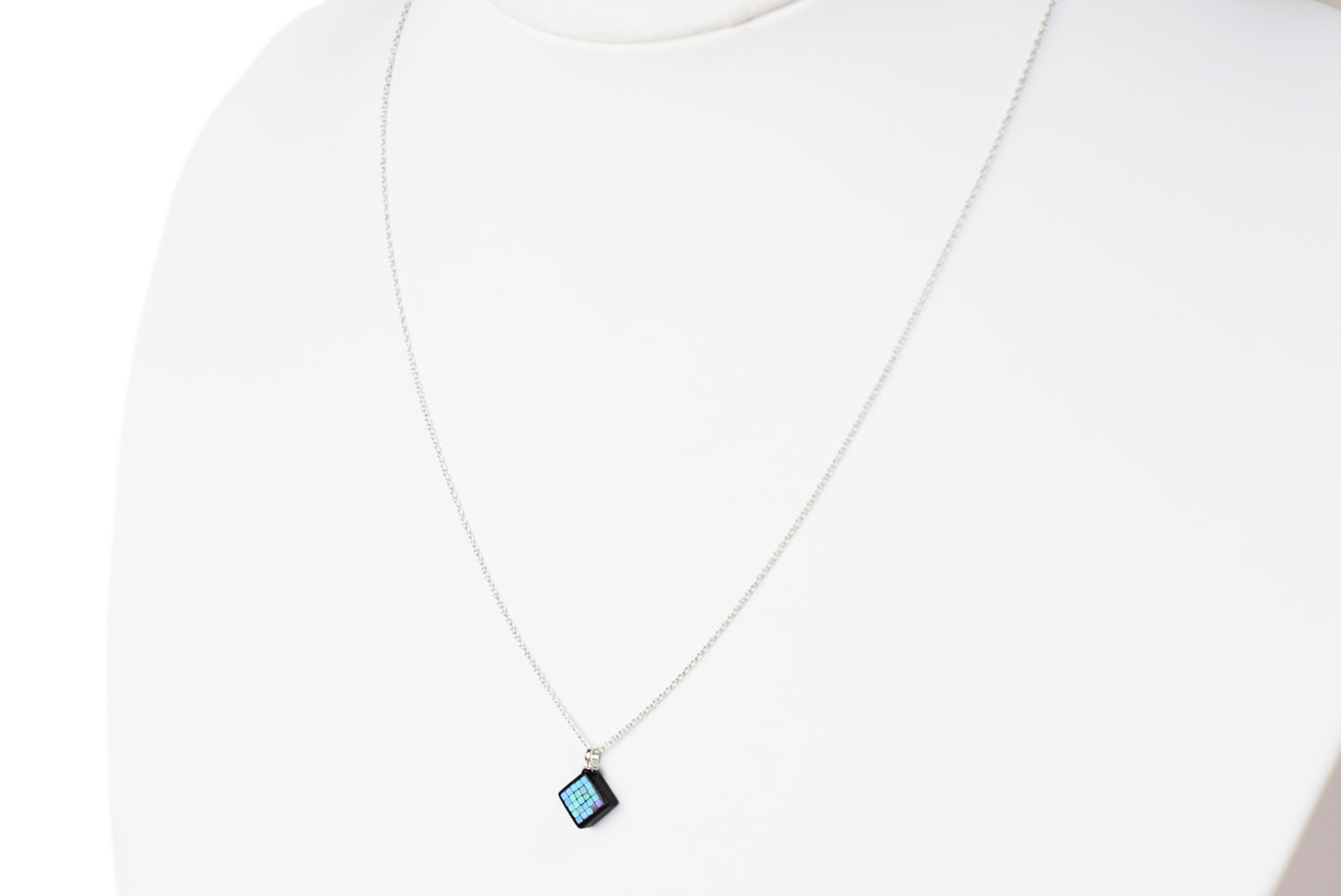 Raden Pendant Necklace - Square / Green Color / SS Size-, Japanese Lacquer Jewelry, Kyoto Jewelry