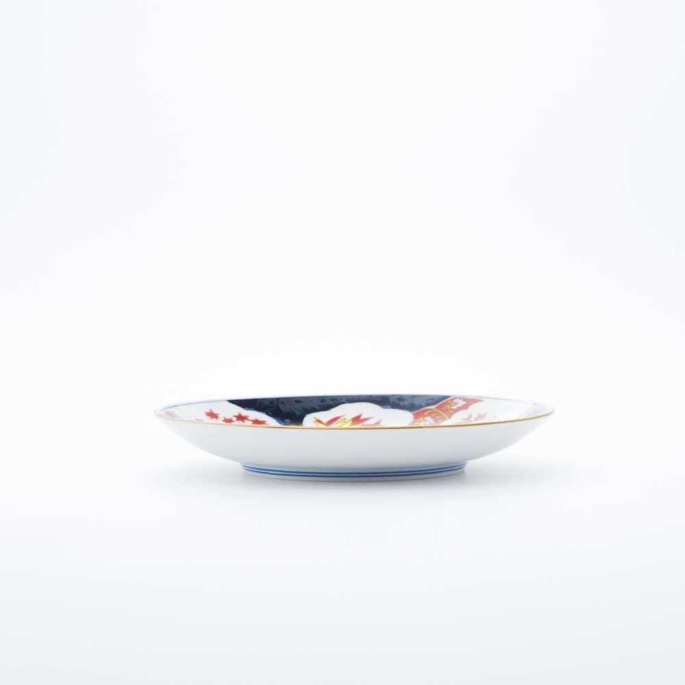 Arita Yaki(ware) Plate 18 cm (7.1 inches) - Orchid, Bamboo, Chrysanthemum and Japanese Apricot