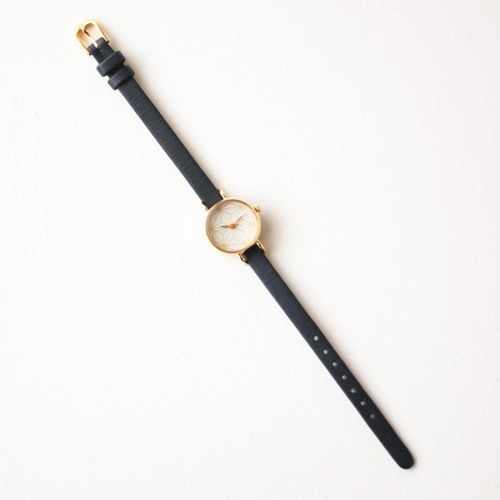 Women's Wristwatch - Crystal with Asanoha(hemp leaf) pattern, Japanese handmade wrist watch