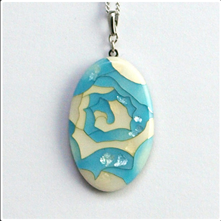 Yusen-Shippo Pendant Necklace - Rose Blue, Japanese Jewelry