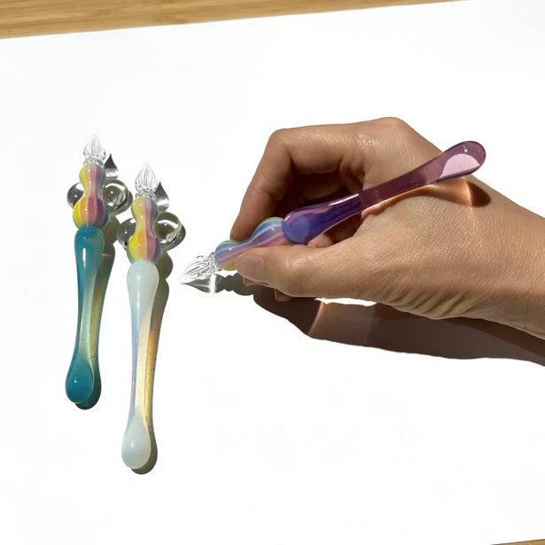 Japanese Glass Dip Pen - Rainbow / Rose Pink - , Gifts for Writers