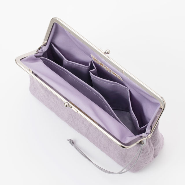 Linen Clasp Pouch - Large Size / Wisteria Color - , Cosmetic Pouch, Makeup Pouch, Japanese Gamaguchi Pouch, Travel Toiletry Pouch, Stationery Pouch, Bag organizer, Bag in Bag