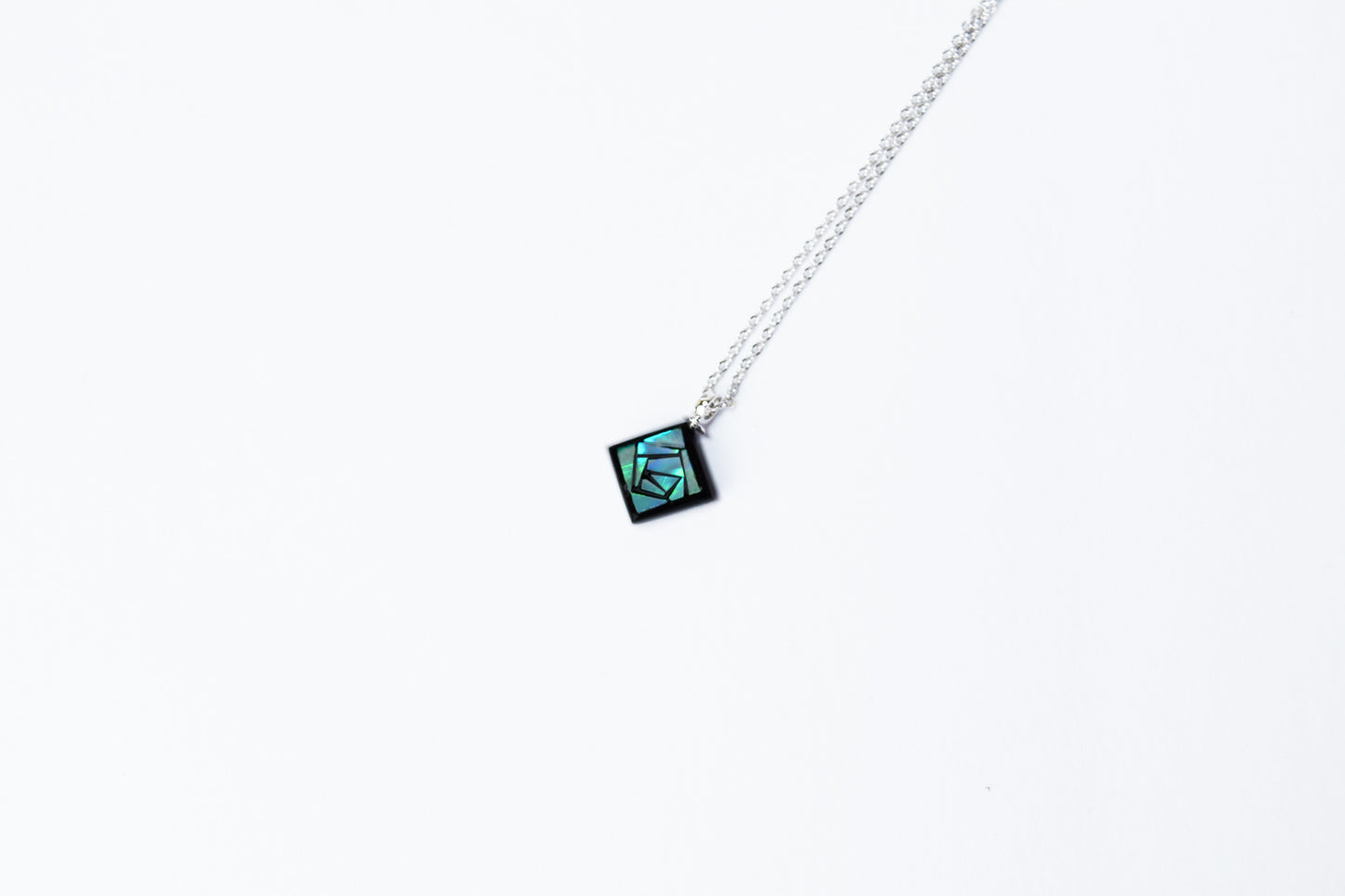 Raden Pendant Necklace -Rose / Green Color Small Size-, Japanese Lacquer Jewelry, Kyoto Jewelry