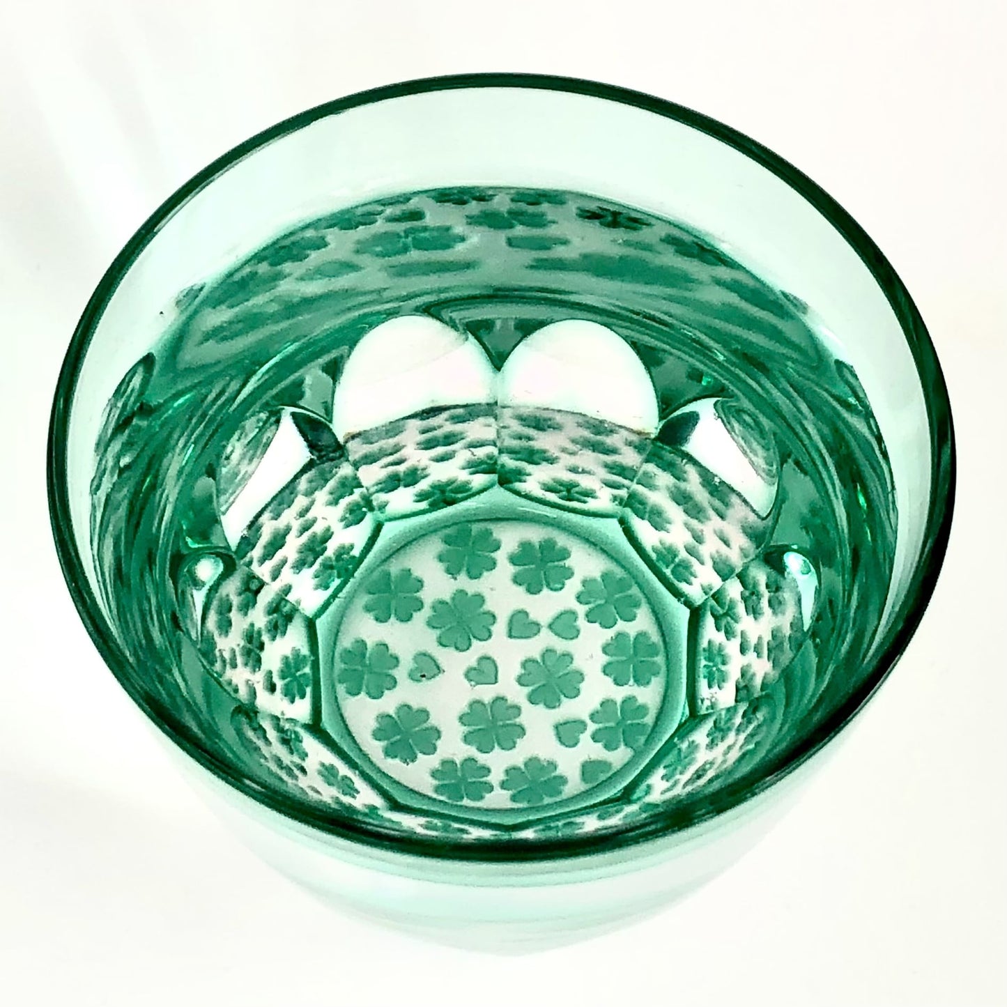 Edo Kiriko Glass Tumbler - Clover (Green × Pink)