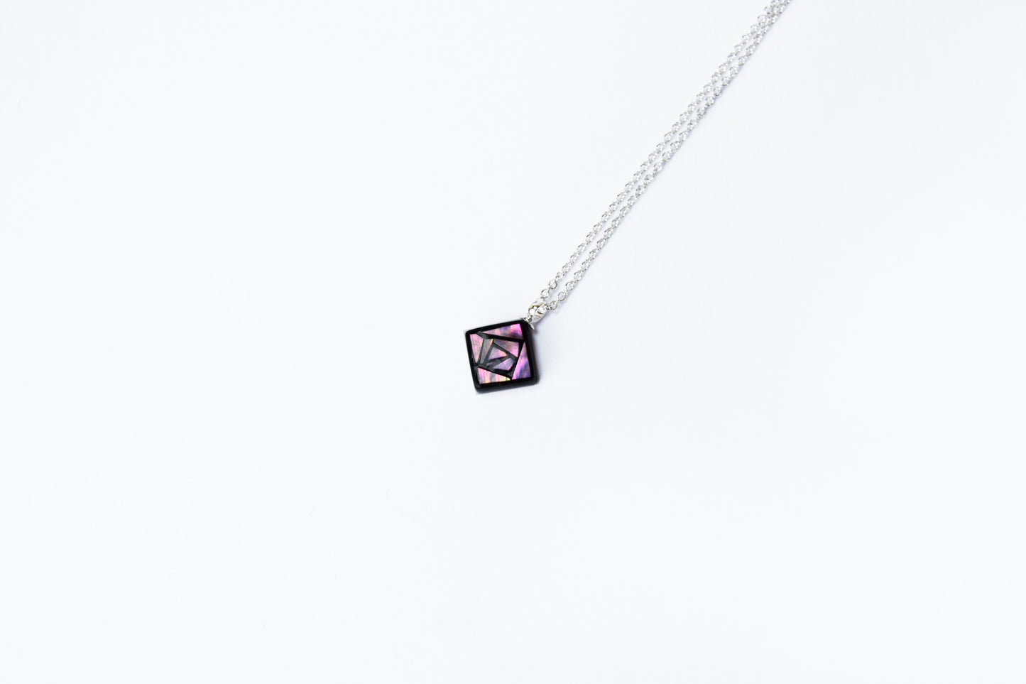 Raden Pendant Necklace -Rose / Pimk Color Small Size-, Japanese Lacquer Jewelry, Kyoto Jewelry