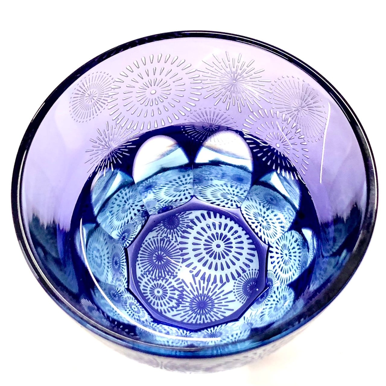Edo Kiriko Glass Tumbler - Fireworks (Purple × Light Blue)