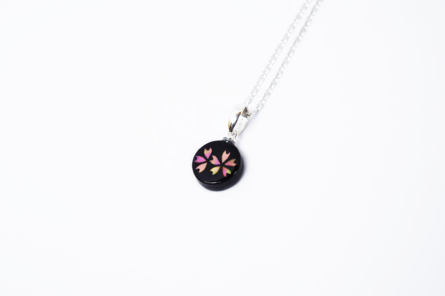 Raden Pendant Necklace - Cherry Blossom / Pink Color / Small Size-, Japanese Lacquer Jewelry, Kyoto Jewelry