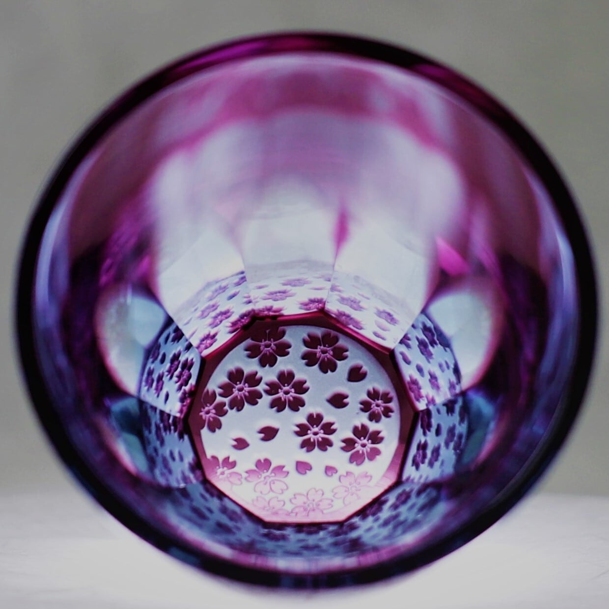 Edo Kiriko Glass Tumbler - Cherry Blossom (Pink × Light Blue)