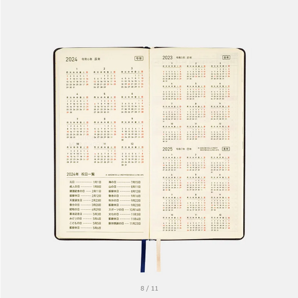 Sale! 2024 Hobonichi Techo Leather: Classical Navy Weeks Hardcover Book - English Edition