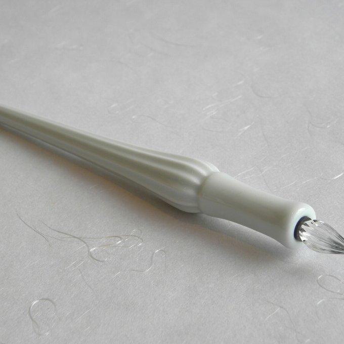 Arita Yaki(ware) Body Glass Dip Pen - White -, Japanese glass dip pen