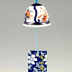 Arita Yaki(ware) Japanese Wind Bell - Peony and Phoenix -, Japanese furin, Japanese wind bell, Japanese ceramic wind chime