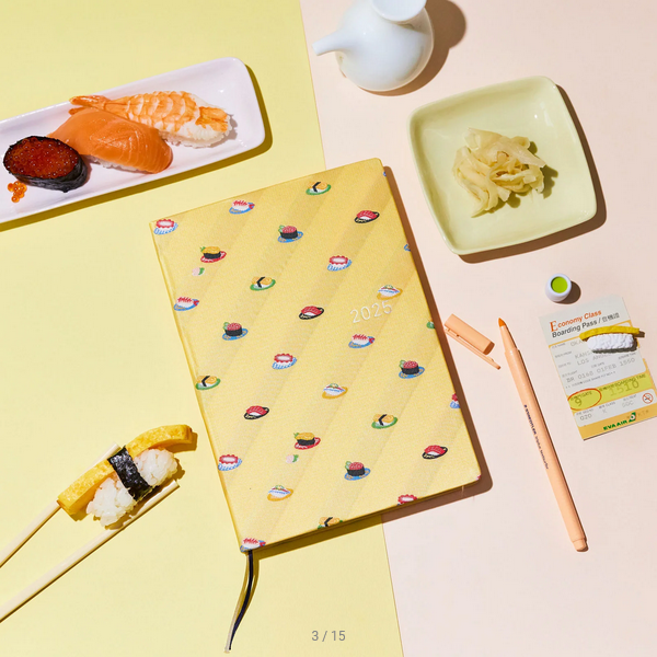 Hobonichi Techo 2025 Bow & Tie: Sushi HON / A5 Size / Daily / Jan start / Mon start - English Edition