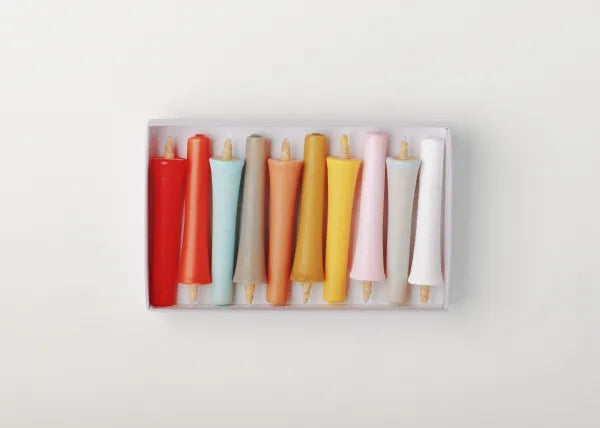 DAIYO Colorful Rice Wax Candles 10 pcs Set - Popular Color Set -, Japanese Wa-Rousoku (Japanese candle)