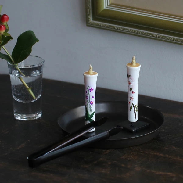 DAIYO Hand Painted Rice Wax Candles 12 pcs Set - Four Seasons Flower -, Japanese Wa-Rousoku (Japanese candle)