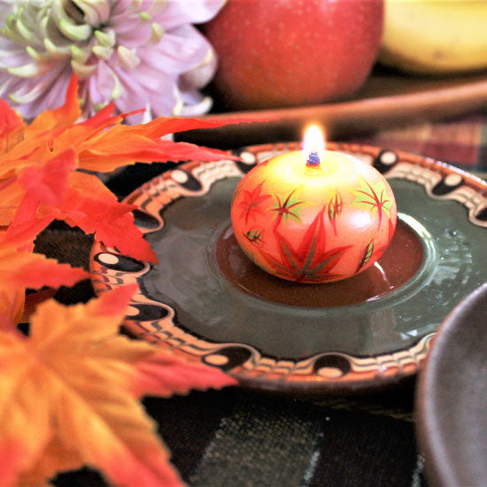 Echigo Flower Candle Hand Painted Round Candles 12 pcs Set - Four Seasons Flower -, Japanese Wa-Rousoku (Japanese candle)