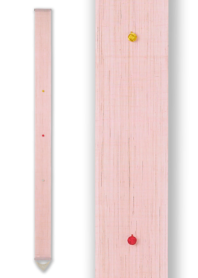 Hand-dyed Linen Japanese Narrow Tapestry with Kumihimo - Pink -, Kyoto Noren, Japanese wall hanging scroll
