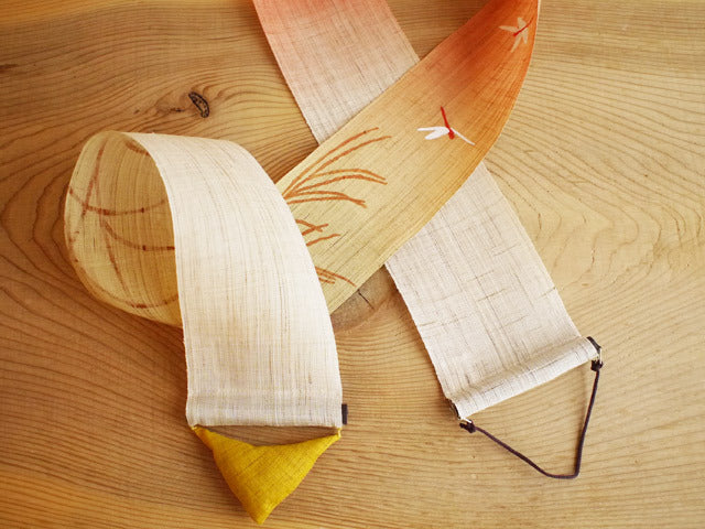 Hand-dyed Linen Japanese Narrow Tapestry - Autumnal Scenery -, Kyoto Noren, Japanese wall hanging scroll