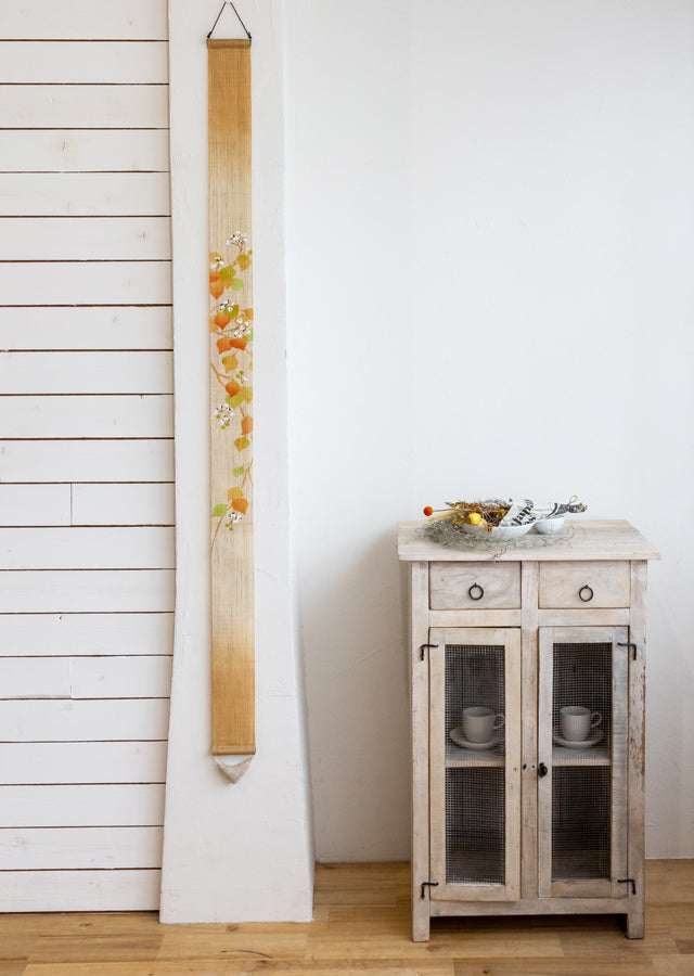 Hand-dyed Linen Japanese Narrow Tapestry - Chinese Tallow -, Kyoto Noren, Japanese wall hanging scroll