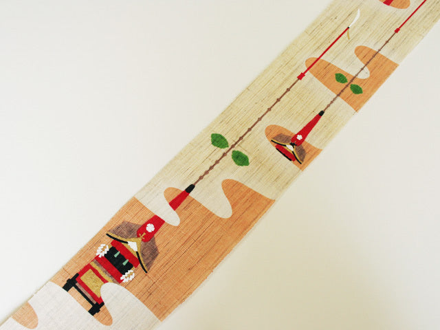 Hand-dyed Linen Japanese Narrow Tapestry - Kyoto's Gion Festival -, Kyoto Noren, Japanese wall hanging scroll