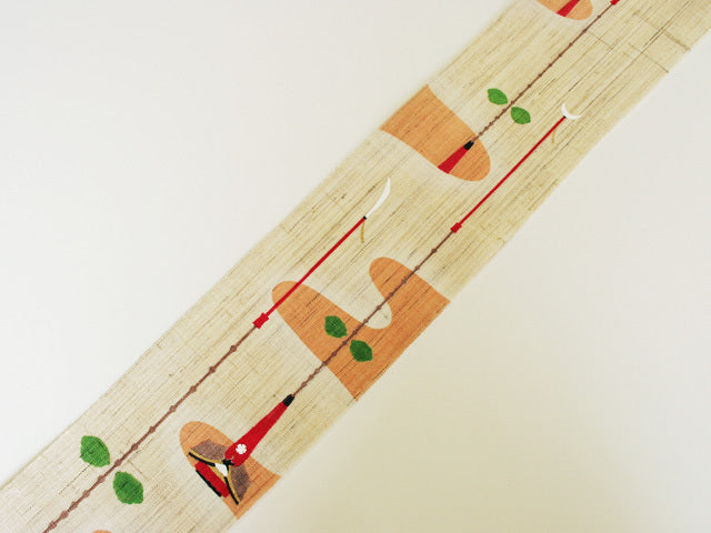 Hand-dyed Linen Japanese Narrow Tapestry - Kyoto's Gion Festival -, Kyoto Noren, Japanese wall hanging scroll