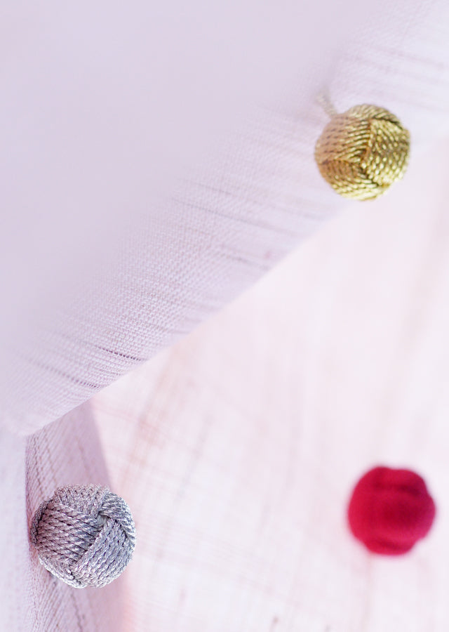 Hand-dyed Linen Japanese Narrow Tapestry with Kumihimo - Pink -, Kyoto Noren, Japanese wall hanging scroll
