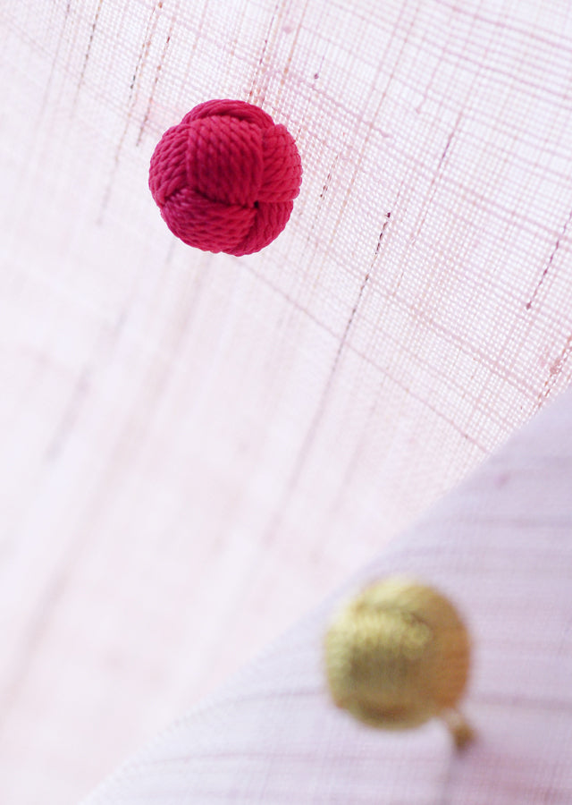 Hand-dyed Linen Japanese Narrow Tapestry with Kumihimo - Pink -, Kyoto Noren, Japanese wall hanging scroll