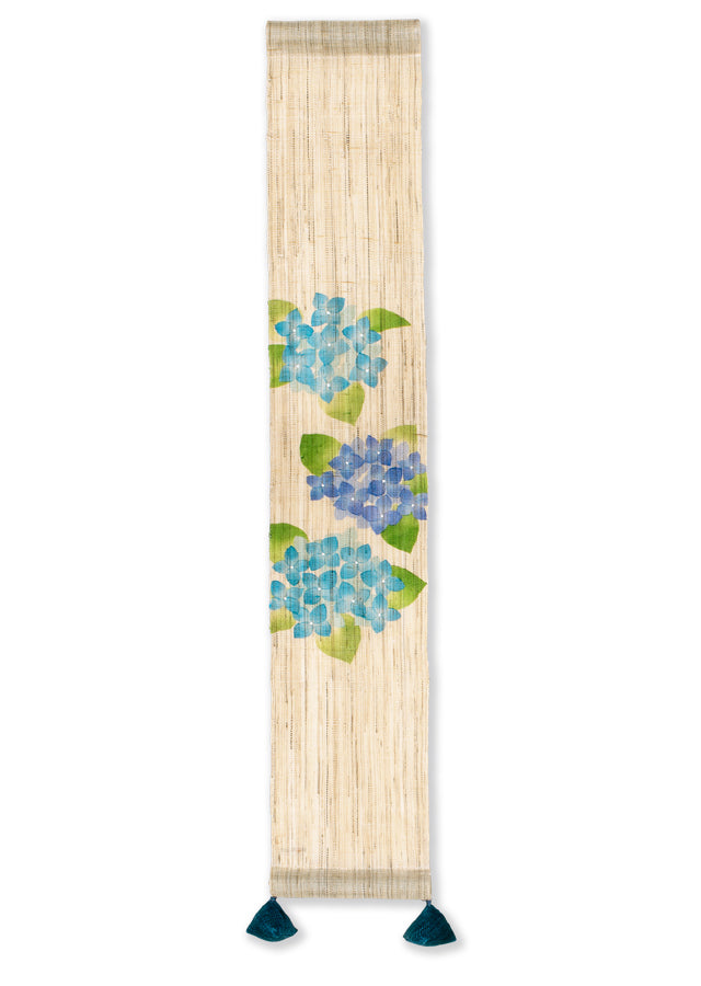 Hand-dyed Linen Japanese Small Tapestry - Hydrangea -, Kyoto Noren, Japanese wall hanging scroll