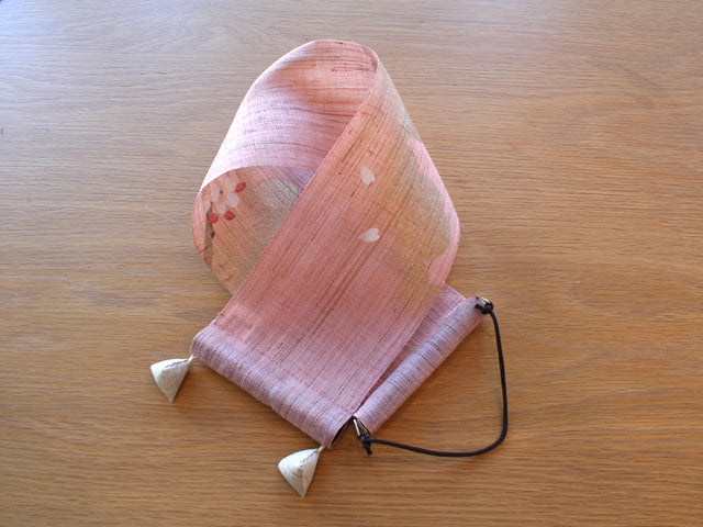 Hand-dyed Linen Japanese Small Tapestry - Cherry Blossom -, Kyoto Noren, Japanese wall hanging scroll