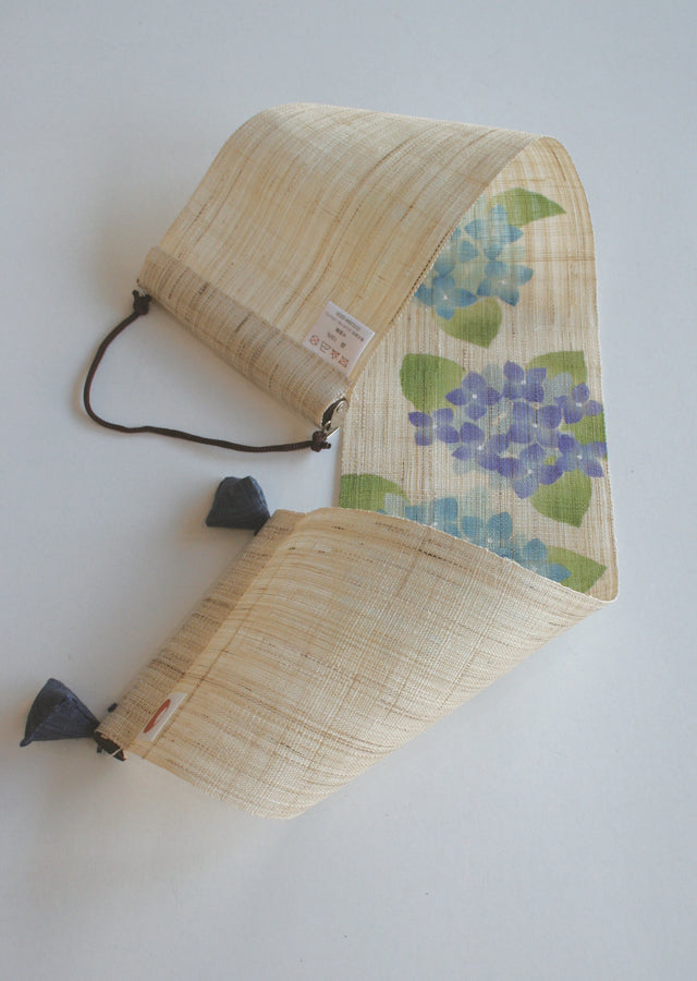 Hand-dyed Linen Japanese Small Tapestry - Hydrangea -, Kyoto Noren, Japanese wall hanging scroll
